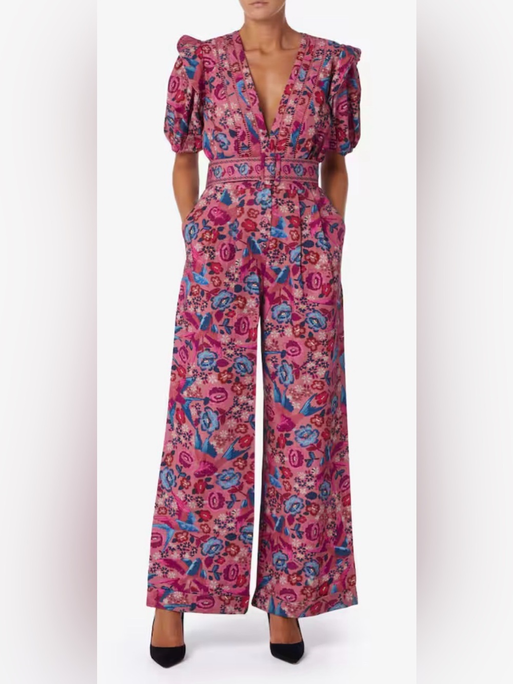 FARM Rio Floral Birds Blush jumpsuit